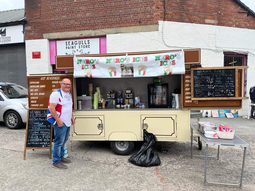 Gary with his Ice Cream and Coffee cart.