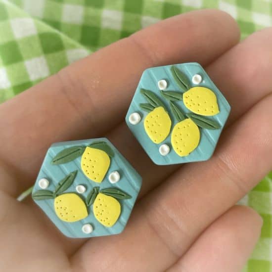 Some lemon earrings made by Roisin Smith.